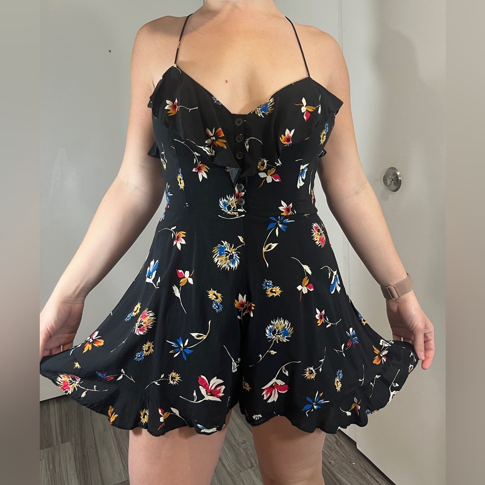 kimchi blue floral ruffle playsuit